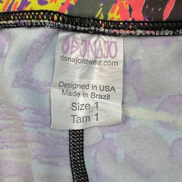 Dona Jo Activewear Legging Purple Yellow Multi - Picture 3 of 6
